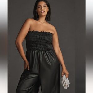 Anthropologie Black Strapless Jumpsuit